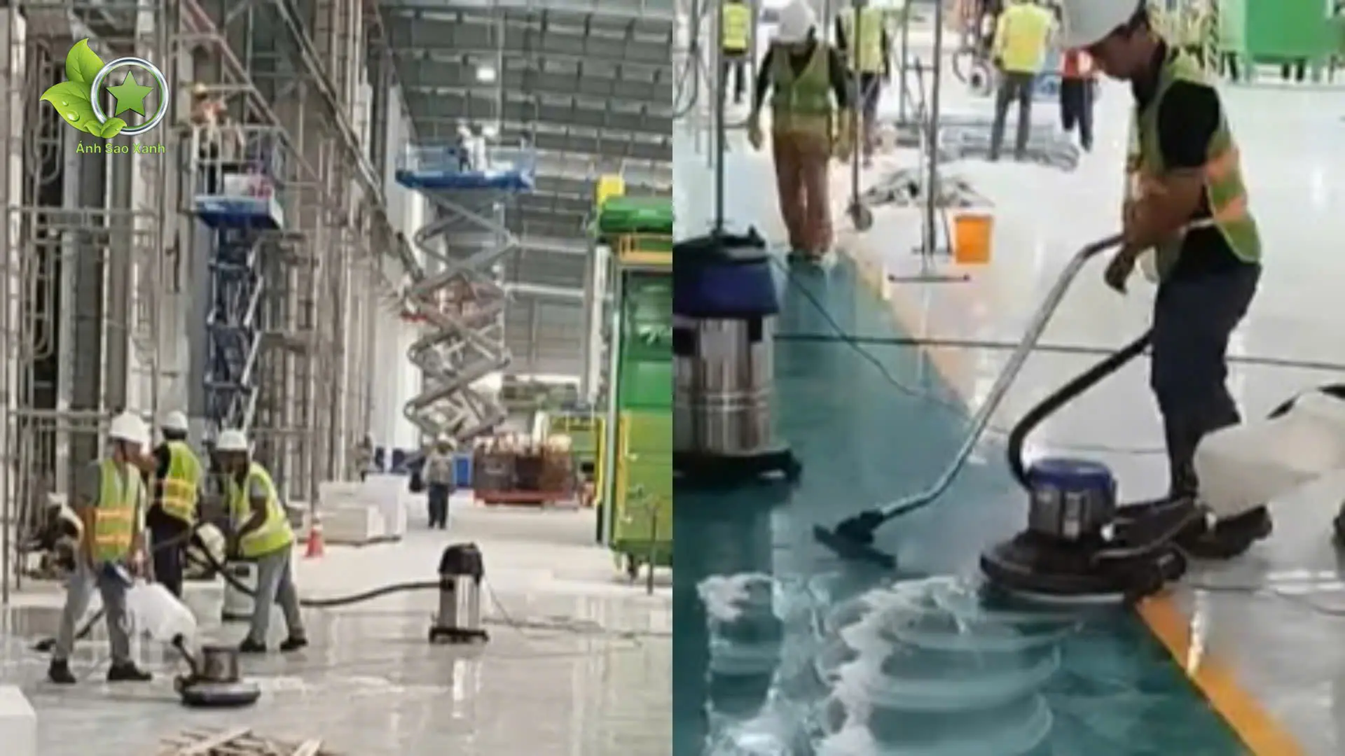 thi công vệ sinh nhà xưởng công nghiệp bằng máy chà sàn và thiết bị chuyên dụng