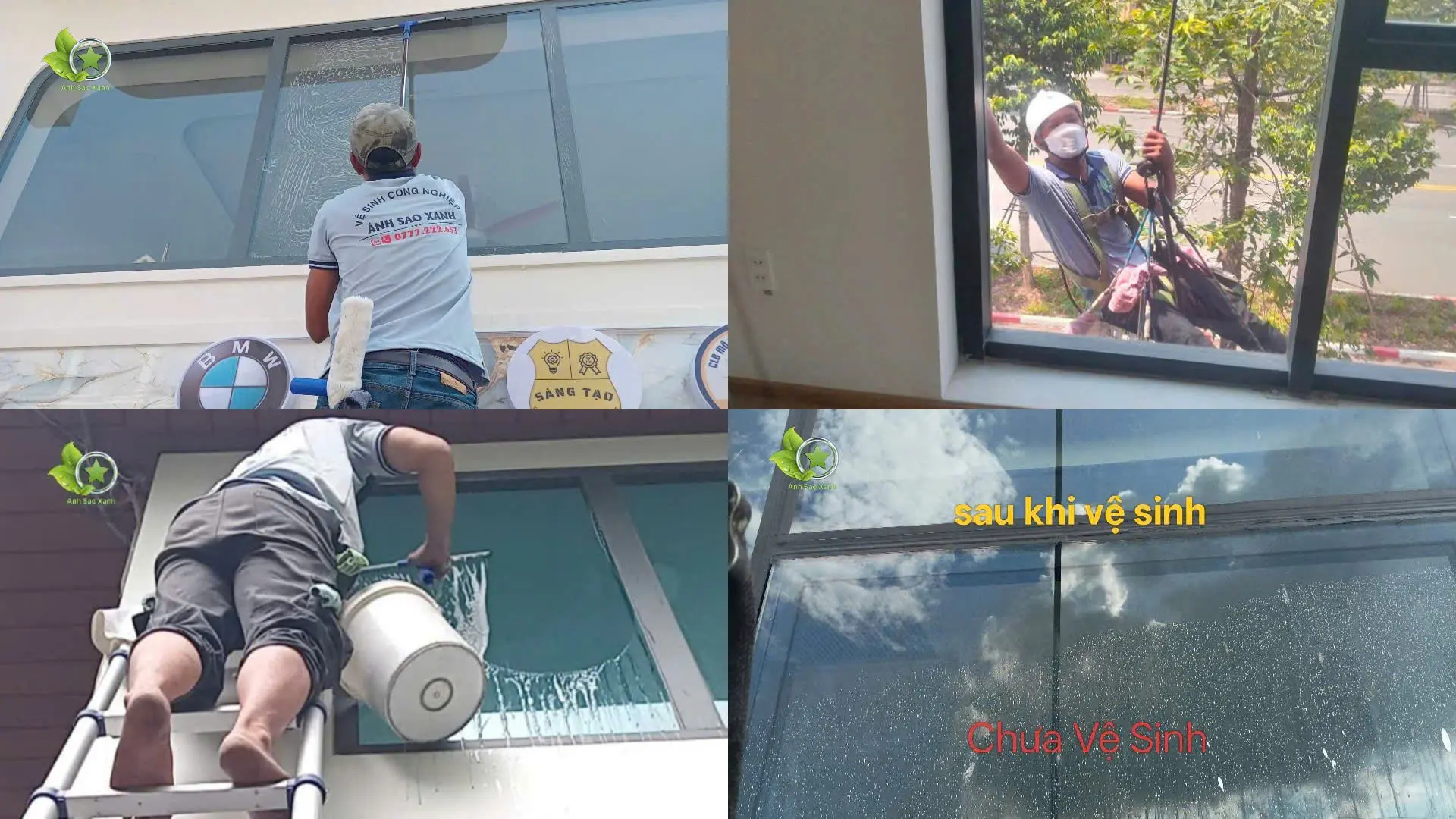Vệ sinh kính mặt ngoài kính cao tầng tại Vinh Nghệ An bằng phương pháp chuyên nghiệp