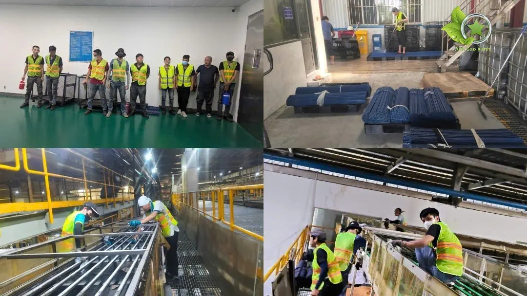 Đội ngũ dịch vụ vệ sinh nhà xưởng Nghệ An thi công vệ sinh trần cao và dây chuyền sản xuất