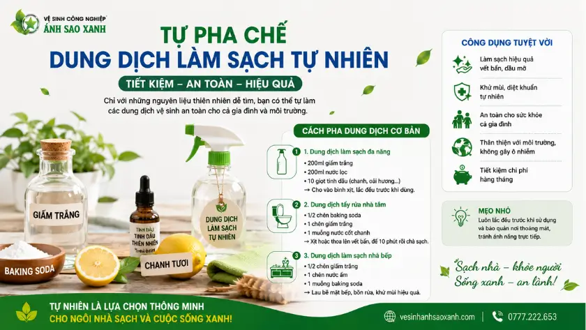Tự pha chế dung dịch làm sạch tự nhiên tại nhà