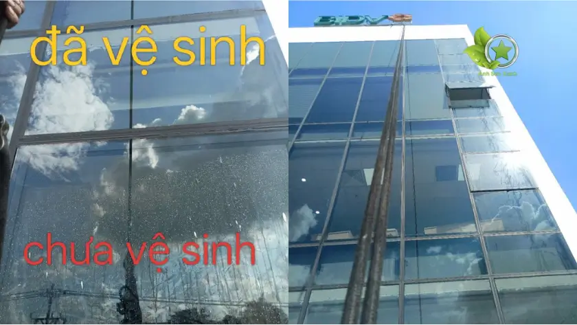 Lau kính sau xây dựng đu dây mặt ngoài tại TPHCM